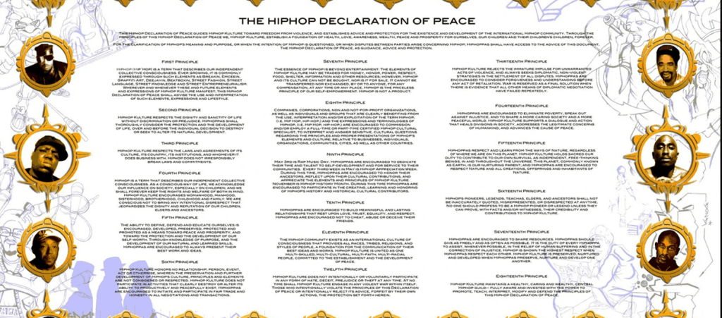 HOY ES AL ANIVERSARIO DE LA DECLARACIÓN DE PAZ DEL HIP HOP